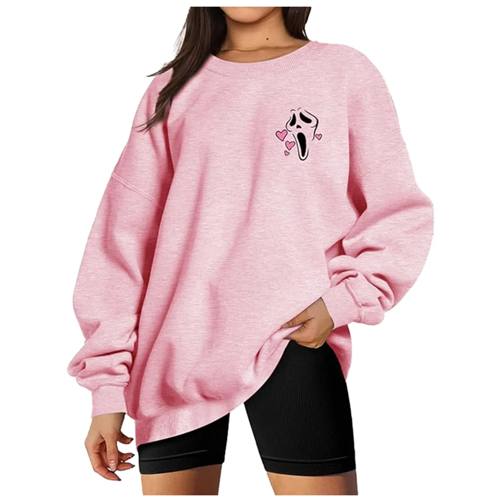 Mulheres Esqueleto Grito Anime Hoodies, moletons dos desenhos animados, gráfico amoroso, terno esportivo grande, roupas de Halloween, grito de terror, Y2k