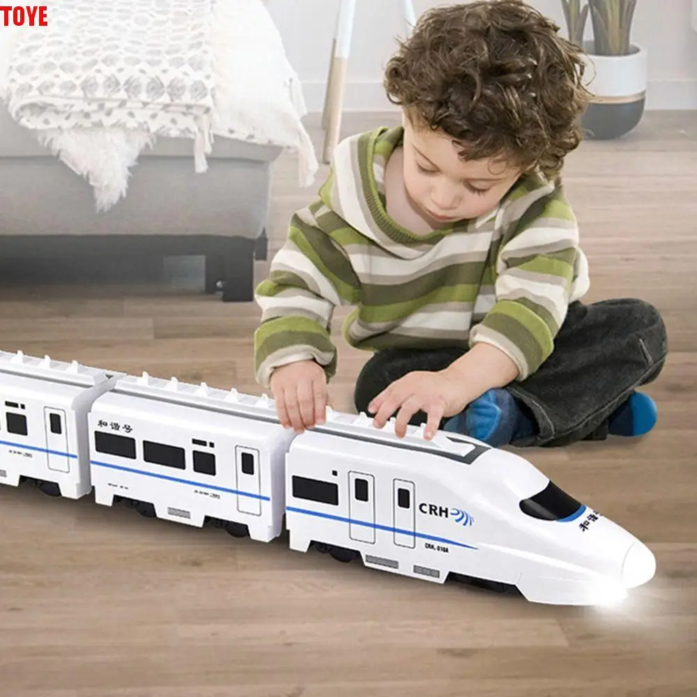 

Plastic Cement Simulation Harmony Rail-car With Sound Light Electronic Components High-speed Railway Train Toys