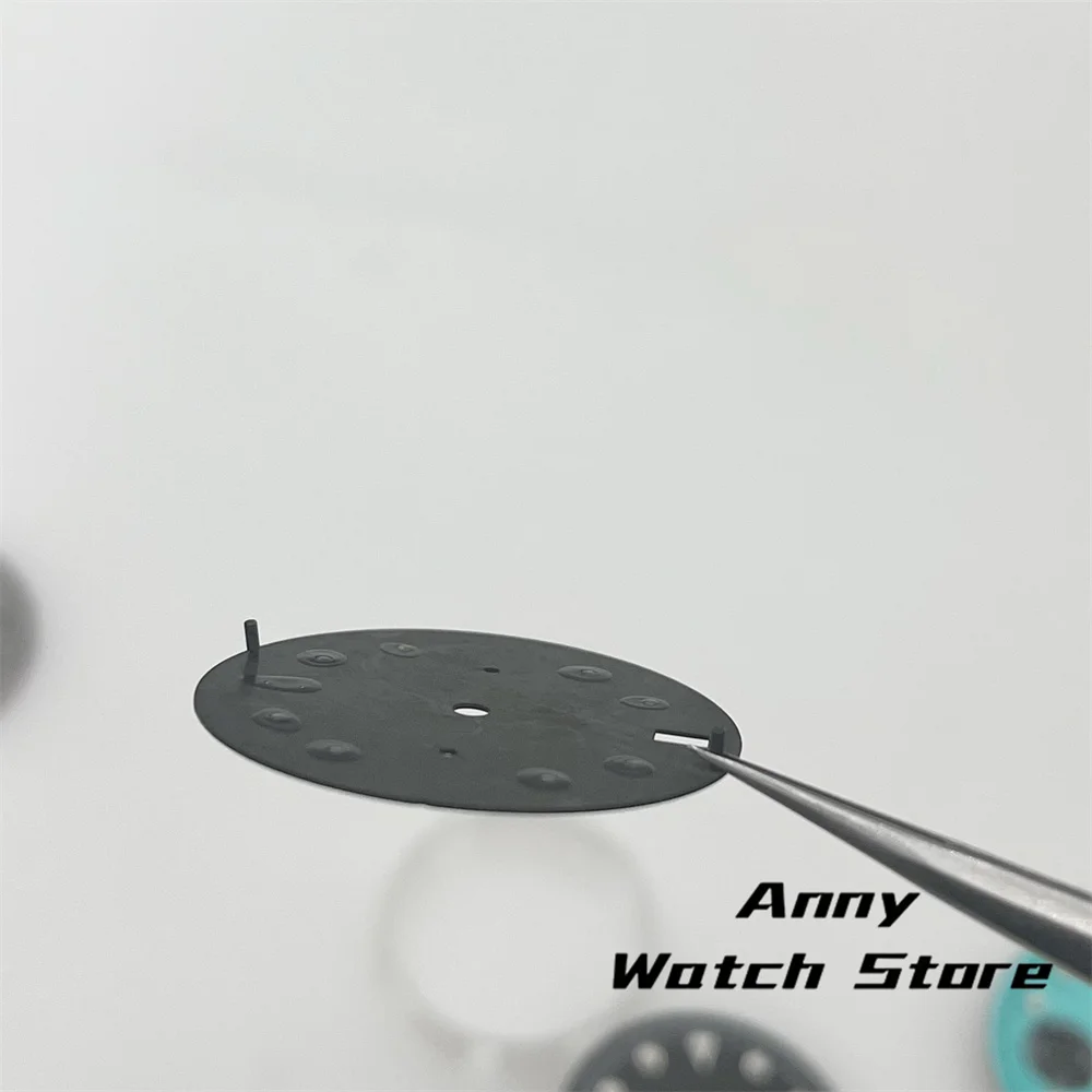30mm VK64 Black Pink Watch Dial With Snowflake Hands Set Green Luminous Fit VK64 Quartz Movement 6 O'Clock Date Window