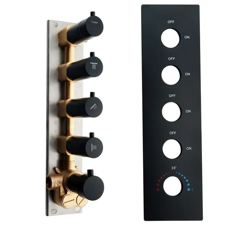 for Hidden Bathroom Thermostatic Brass Shower Faucet Four Function Bathroom Shower Main Body Accessories