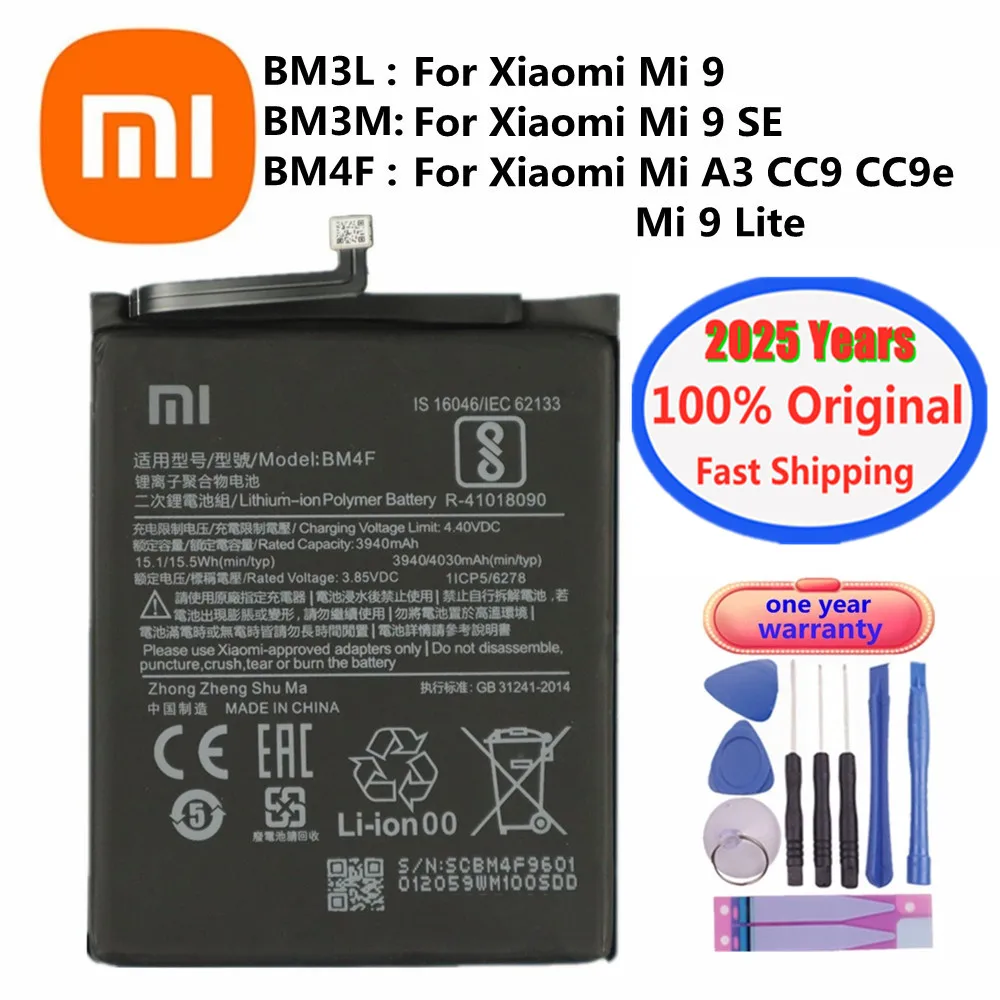 2025 Years 100% Original Xiao mi Battery BM4F For Xiaomi Mi 9 Lite Mi9 Lite / Mi A3 CC9 CC9e / Mi 9 SE Mi9 SE Phone Battery