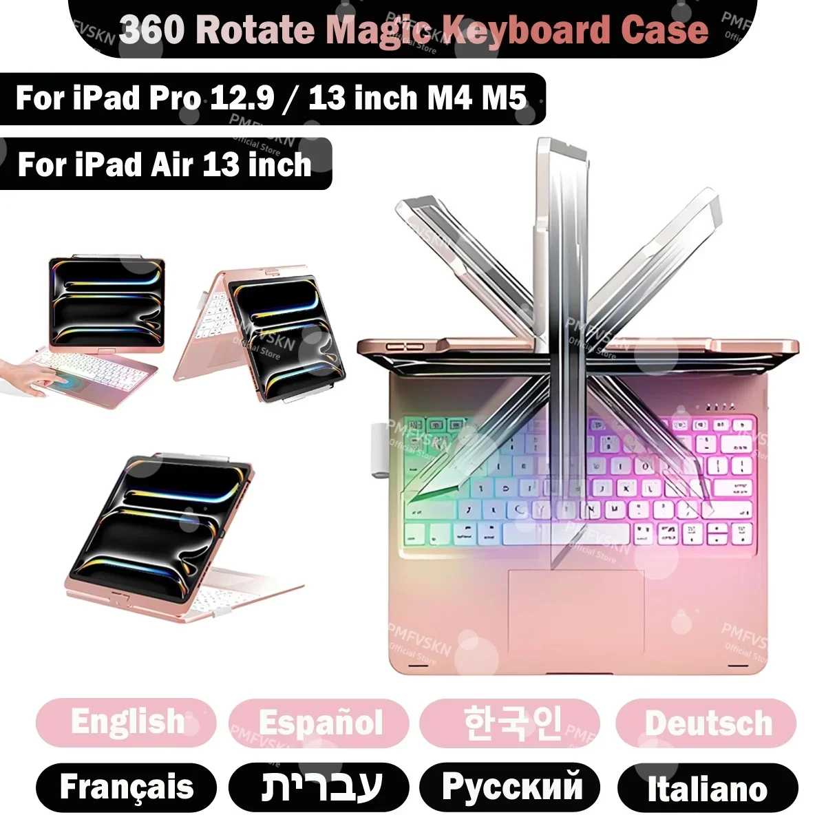 360° Rotatable Magic Keyboard For iPad Pro 13 M5 2025 Pro 12.9 3rd 4th 5th 6th Tablet Case For iPad Air 13 inch M2 M3 2024 2025