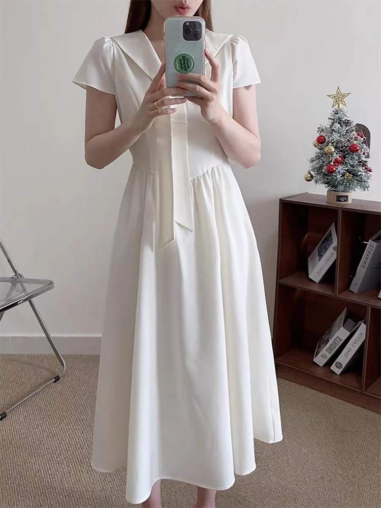 

Элегантная женская юбка А-силуэта с воротником-стойкой, простым дизайном и узлом, для повседневной носки