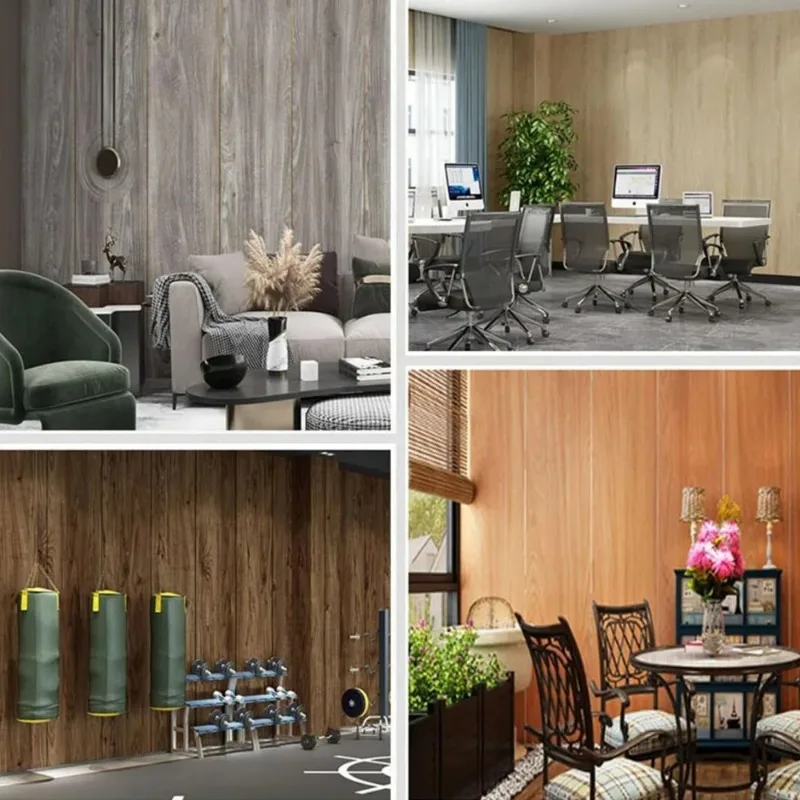 ثلاثية الأبعاد الرجعية أرضيات الفينيل لفة الخشب الحبوب صفح بلاط لينوليم رمادي البلوط المطبخ الحمام RV تأجير بلاط الأرضيات ودية #3