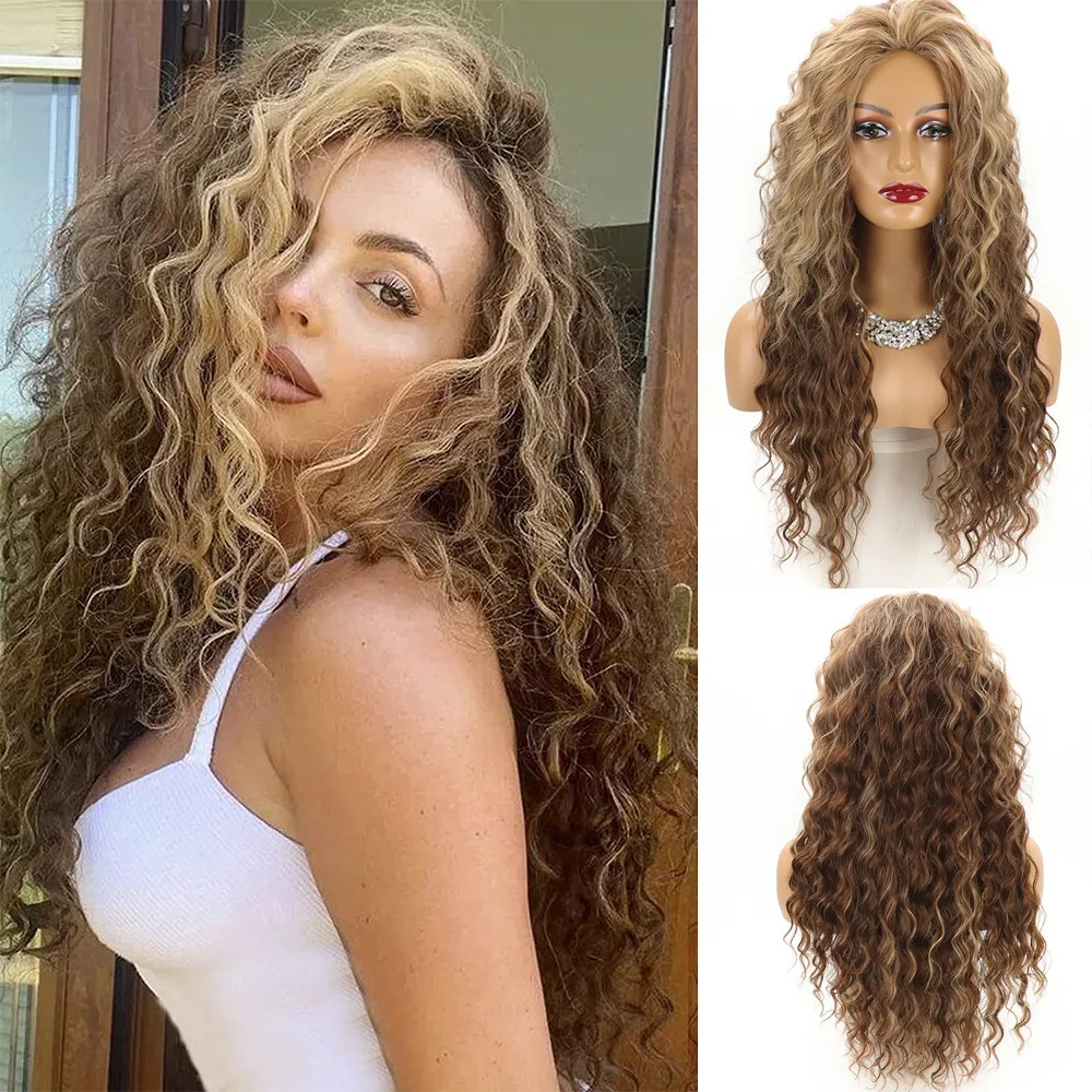 

Wig, European and American women's African curly long curly hair big wave chemical fiber wig headgear