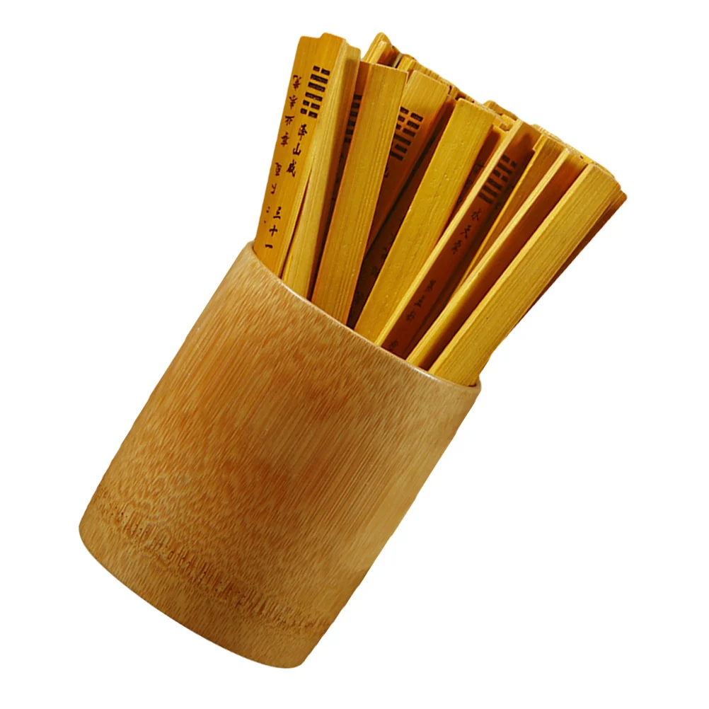 1 Set Chinese-Style Divination Sticks Bamboo Bucket Kit For Fortune Telling Game Props Traditional Tool Spiritual Home