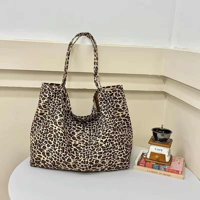 

Hot Sale Leopard Print Shoulder Bags 2025 Basic Style Large Capacity Casual Versatile Fashion Simple Trendy Tote Bags