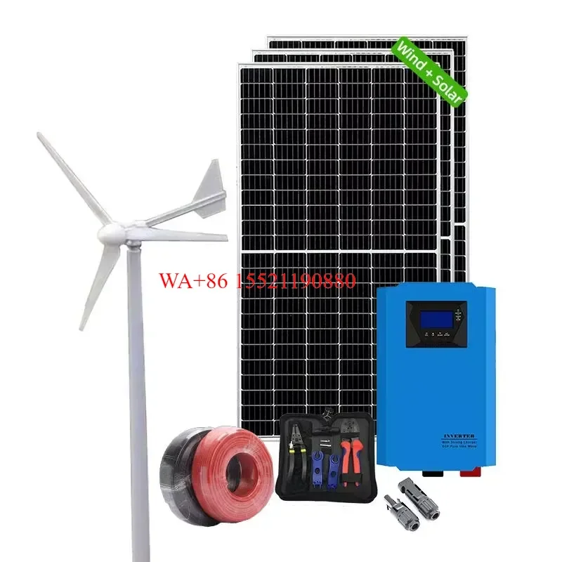 WMWMNU High Efficiency 2KW 3KW 5KW 10KW Wind Power Generation System Hybrid Solar Wind Turbine Generator Kit for Home Off