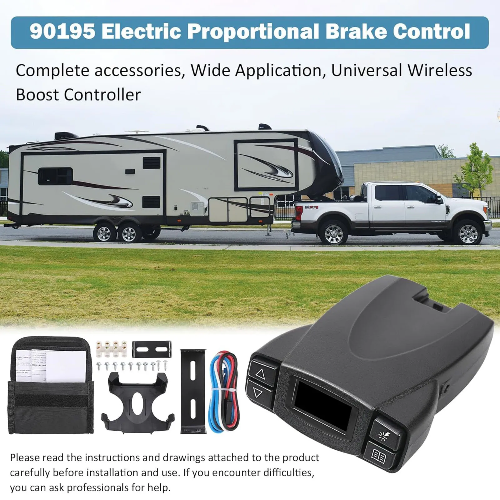 

Electric Trailer Brake Controller Module Kit 90195 Replacement for Ford GM Chevy Dodge Ram Toyota Jeep SUV Truck