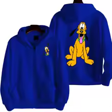 Pluto Men Cartoon Double Sided Zip Hoodie