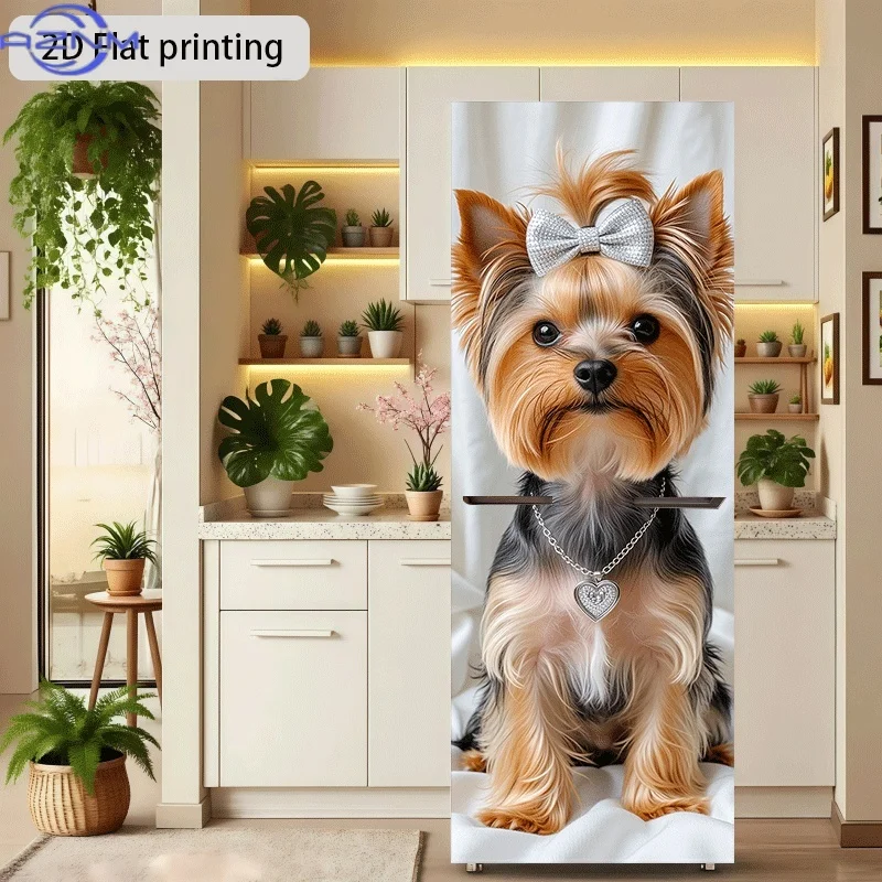 of Shiny Yorkshire Terrier Themed Design Wall Sticker, Self-Adhesive Wallpaper Suitable for Cabinets And Wardrobes, Modern Kit