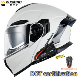 New Flip Up Motorcycle Helmet Anti-fog Dual Lens With Integrated Bluetooth Electric Motorcycle Helmet KUQIBAO Casco Moto