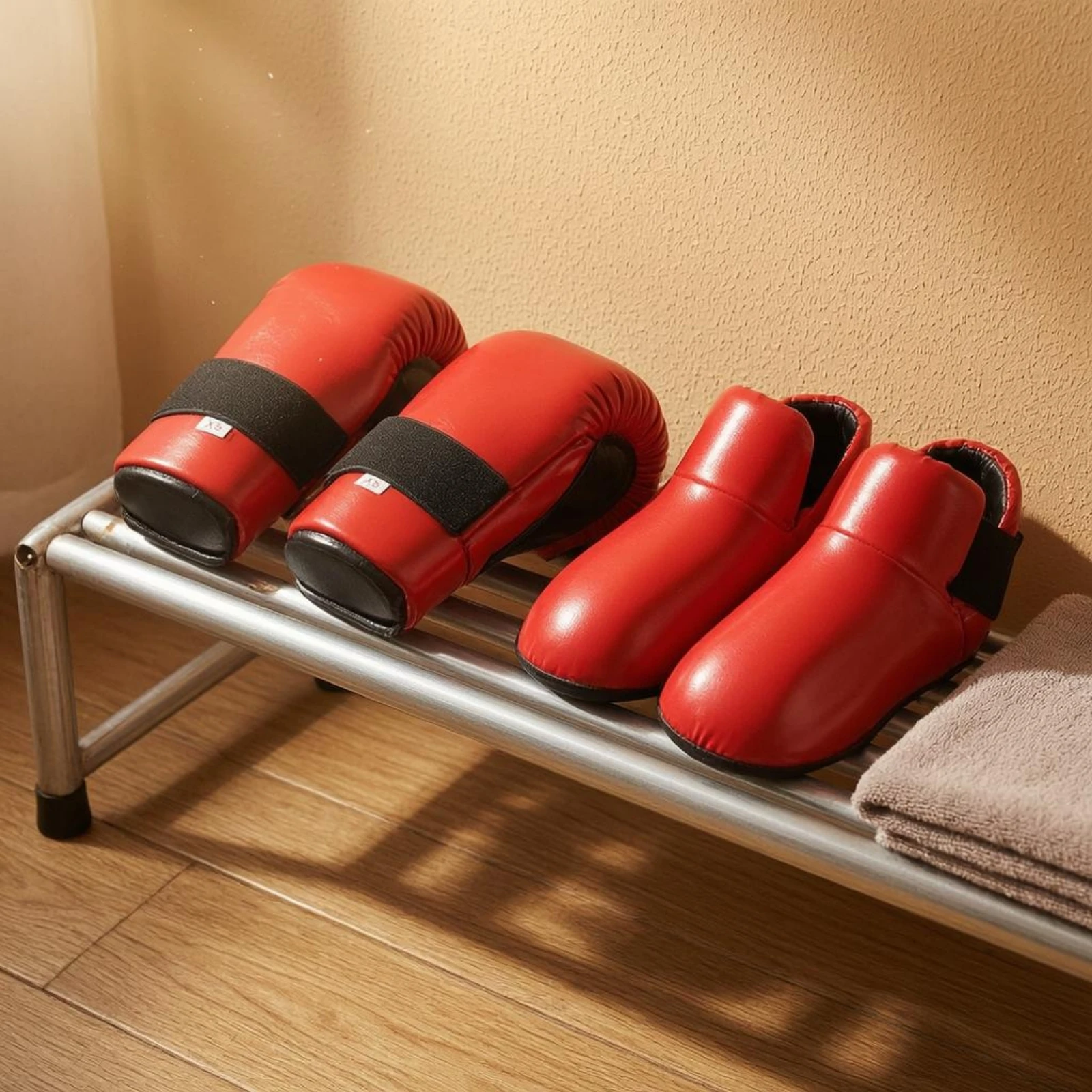 2 Pieces Taekwondo Guard Set Padded Hand Guards Foot Protectors Hook-and-Loop Straps Sports Gear Cushioned Padding