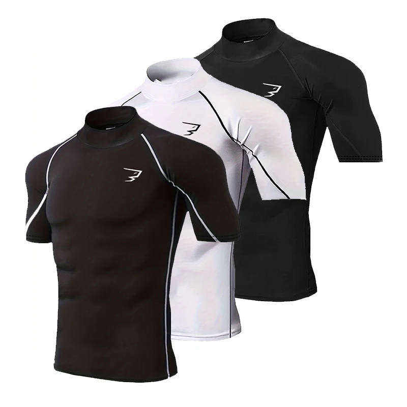 

Compression T-Shirt Men Bodybuilding Sportswear Short Sleeve Quick Dry Workout Shirts Sport Tops Tees Gym Running T-shirt Men