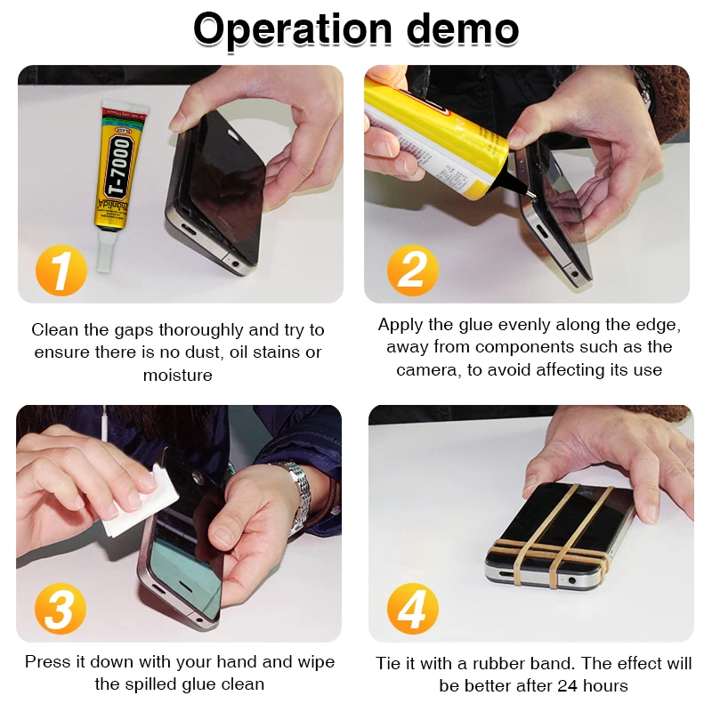 100pcs 15ML Mobile Phone Repair T7000 Black Super Glue, With Metal Needle, Phone Touch Screen/Back Cover/Frame Repair Adhesive