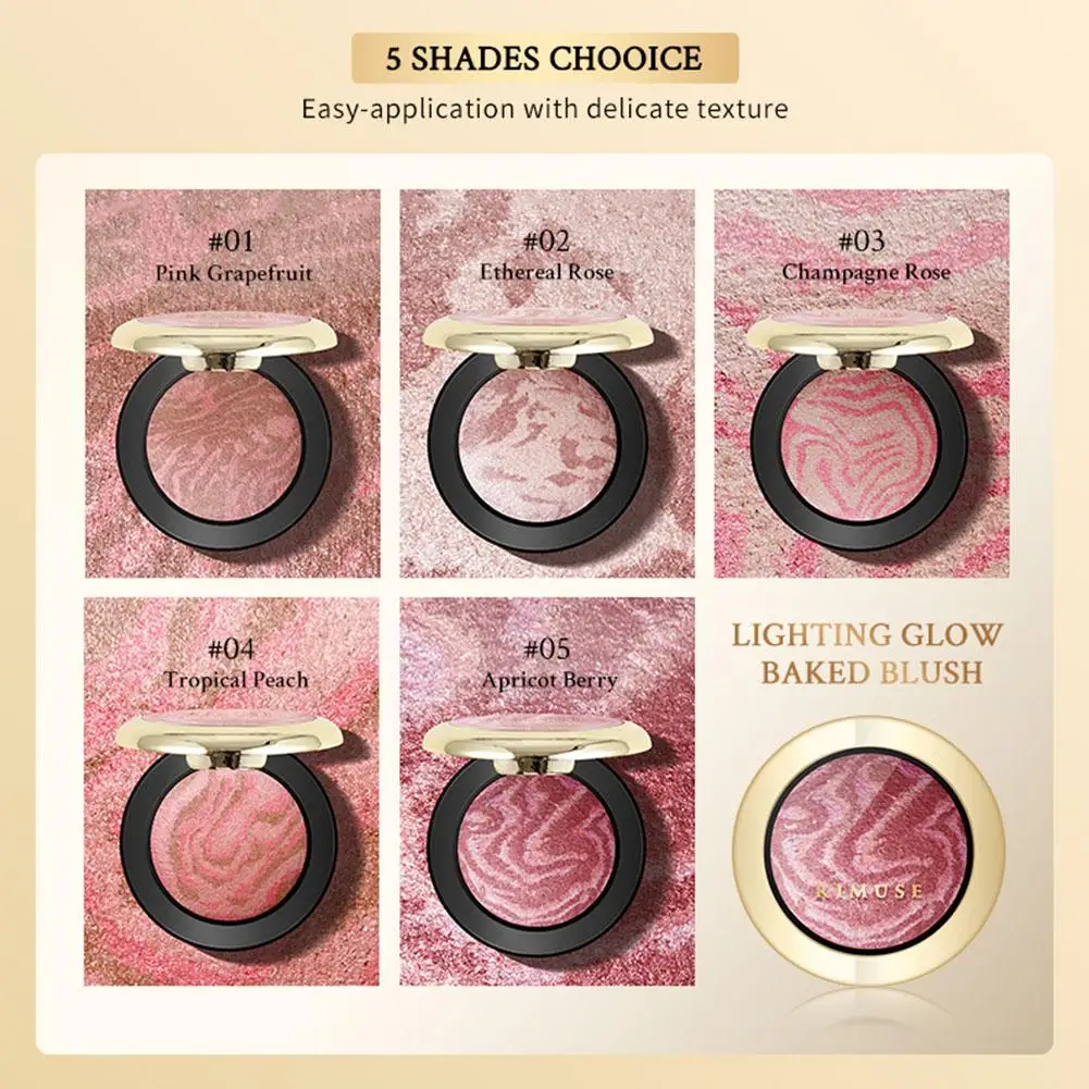 Blush en poudre marbrée imperméable, contour lumineux, surbrillance du visage, finition crémeuse et légère