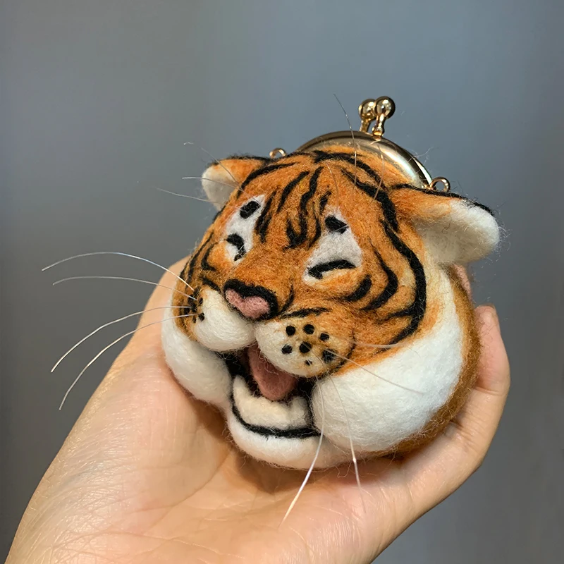 Read Stock YOMICO Tiger Coin Purse DIY Custom Handmade Wool Needle Felting Toy Doll Material Kit Accessory Decoration Gift