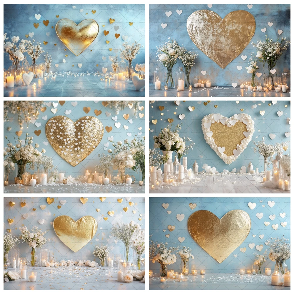 

Valentine's Day Golden Love Flower Background Wall Banner Couple Love Theme Party Decoration Photography Studio Supplies