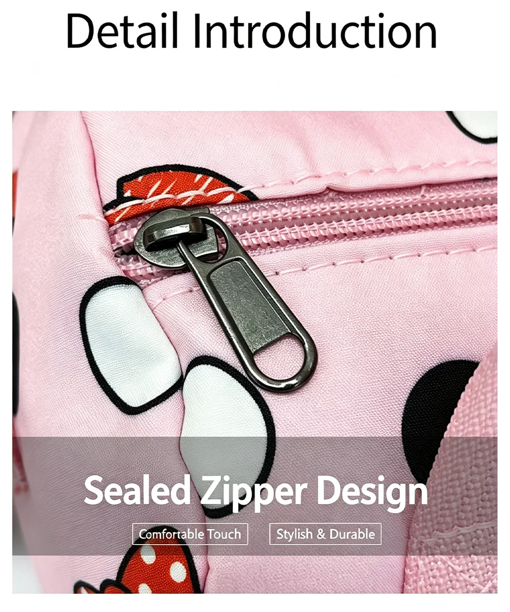 Damen-Handtasche aus Canvas mit großem Fassungsvermögen, modische Umhängetasche mit Cartoon-Design, Einkaufstasche – Detail 6