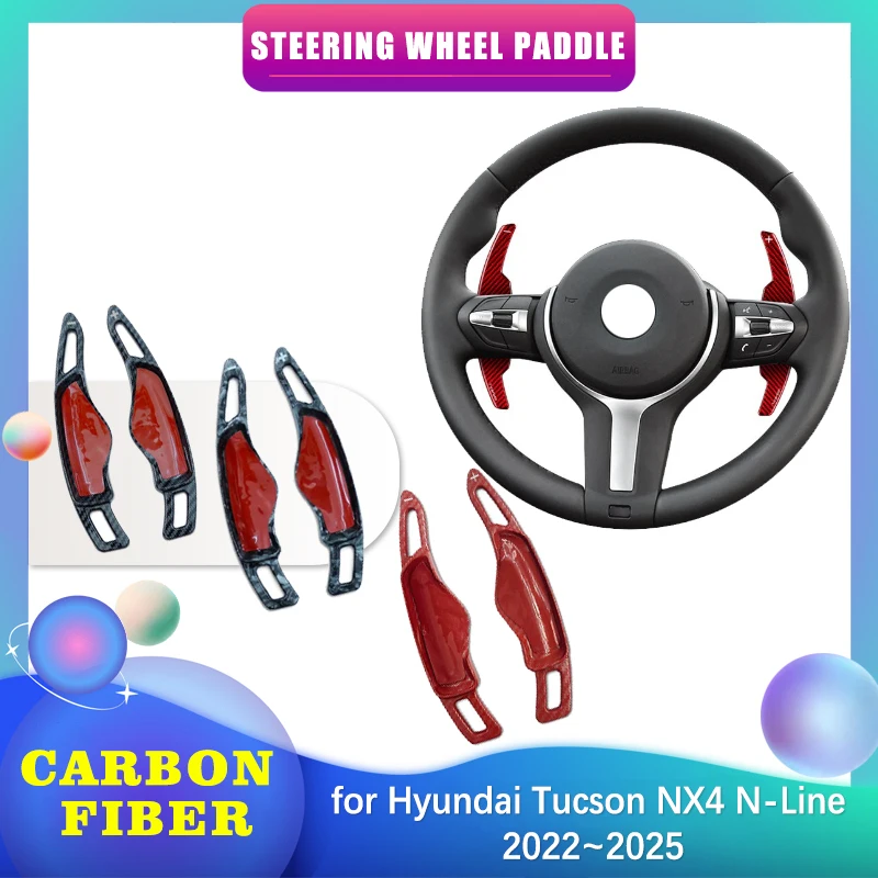 

Автомобильный руль для Hyundai Tucson NX4 N-Line 2022 ~ 2025 2023, ABS, углеродное волокно, рычаг переключения передач, аксессуары для удлинения переключения передач