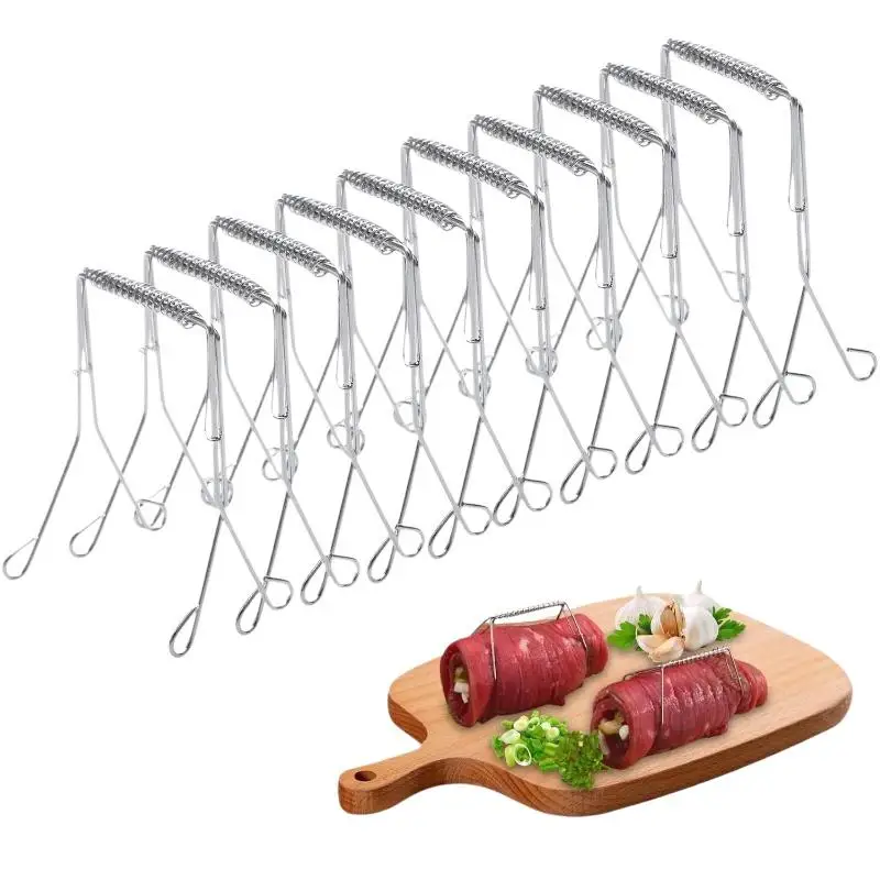 5/10Pcs Stainless Steel Cabbage Leafy Vegetable Clamp Heavy Duty Reusable Serrated Edges For Frying Cooking