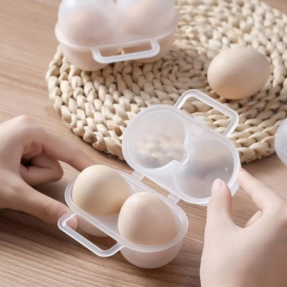 Egg Container Egg Box Portable with Handle Shockproof Anti-drop 2 Grids Special Plastic Egg Tray Daily Use