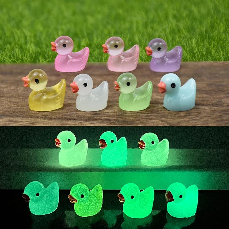 10/20szt Mini świecące ozdoby kaczek Fluorescencyjne miniaturowe figurki kaczek Akcesoria ogrodowe do dekoracji wnętrz Świecące w ciemności