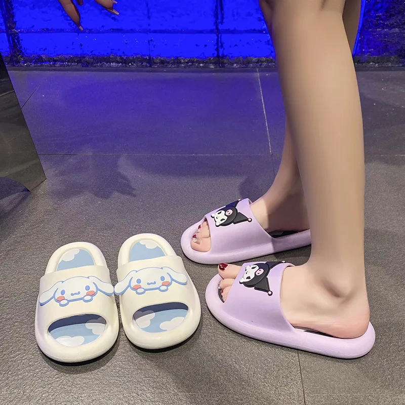 Heart-beating Sanrioed My Melody Girls Sandals Kawaii Anime Kuromi Cinnamoroll Slippers Girls Heart Shape Summer Sweet Cute Shoe