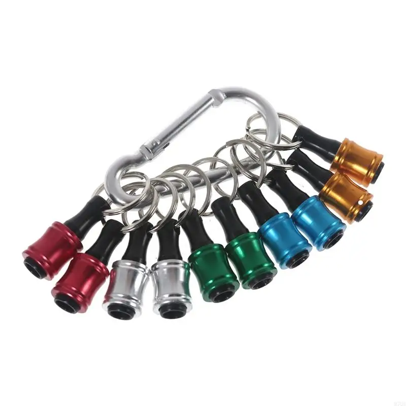 

97QE Drill Bit Holder 10pcs 1/4 Inch Shank Keychain Extension Bar Screw Drill Holder Hand-Held Metal Screwdriver Bit