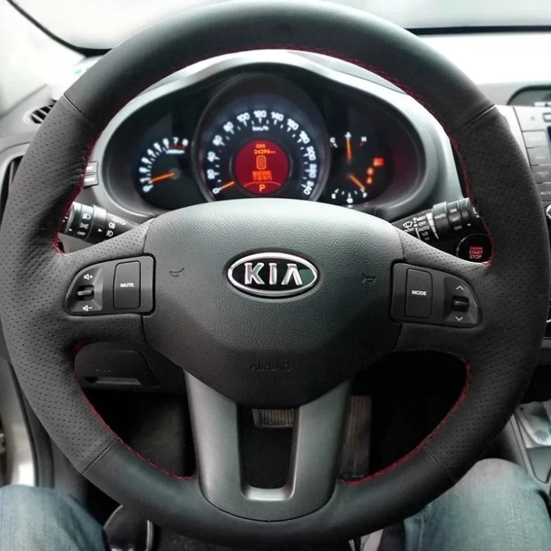 

For Kia Sportage 3 2011-2014 Ceed Cee'd 2010-2012 Hand-stitched Genuine Leather Wear-resistant car Steering Wheel Cover