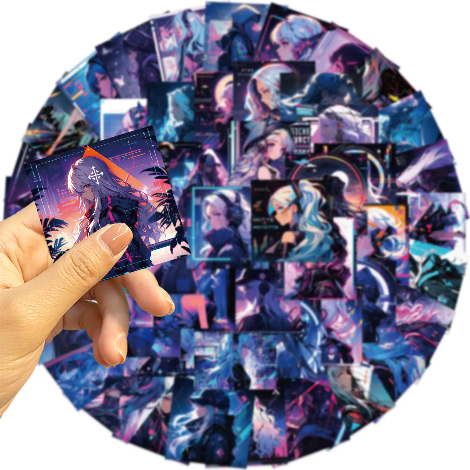 62 Stück Mädchen-Aufkleber im Cyberpunk-Stil, geeignet für Notebook, Computer, Gepäck, Kühlschrank, Skateboards, Handyhüllen