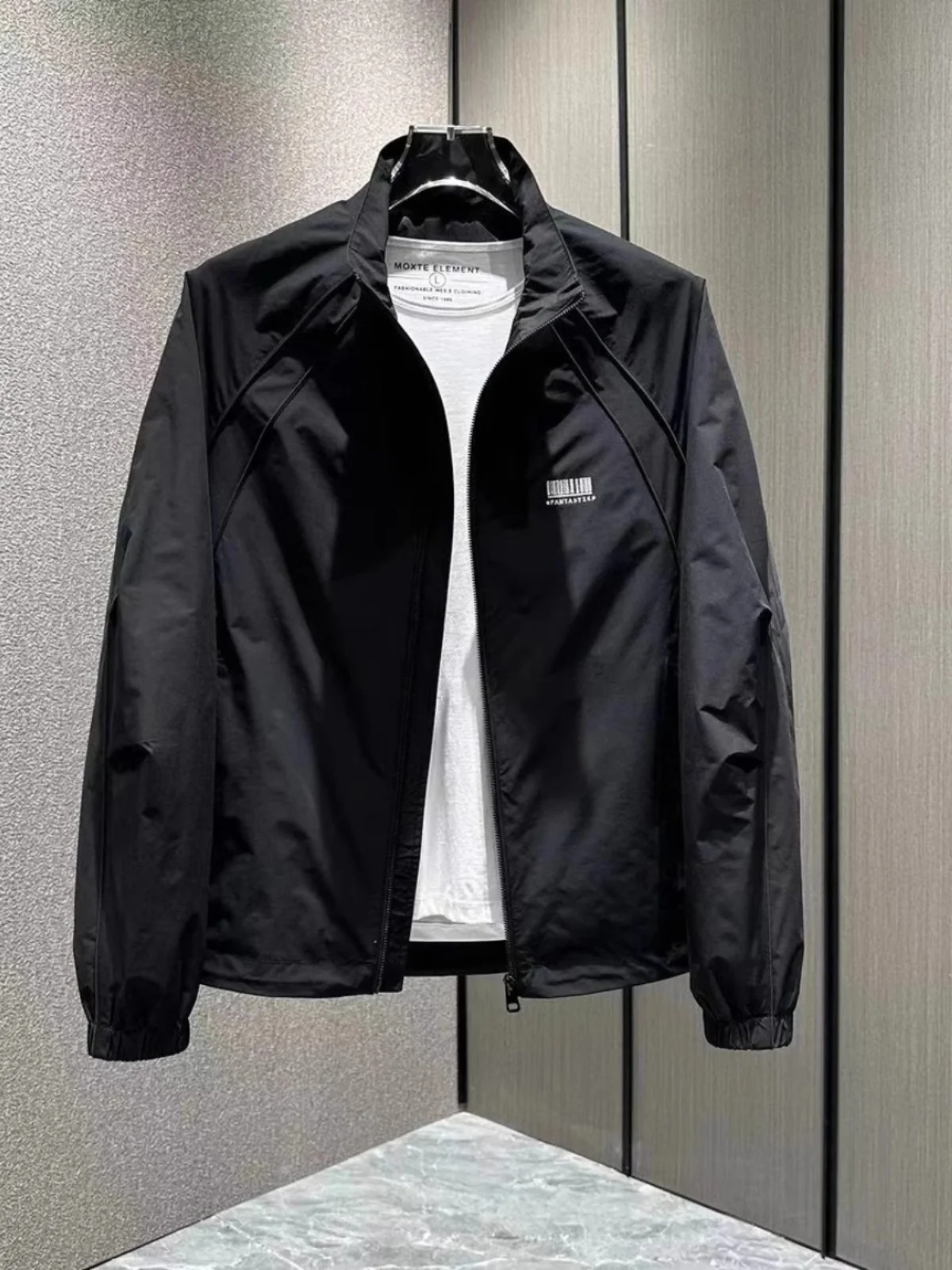 

High-End Men's Jaet Faionable Loose Fit Stand Collar Workwear Sle Spring Autumn Trendy Casual Polyester Fiber Coat