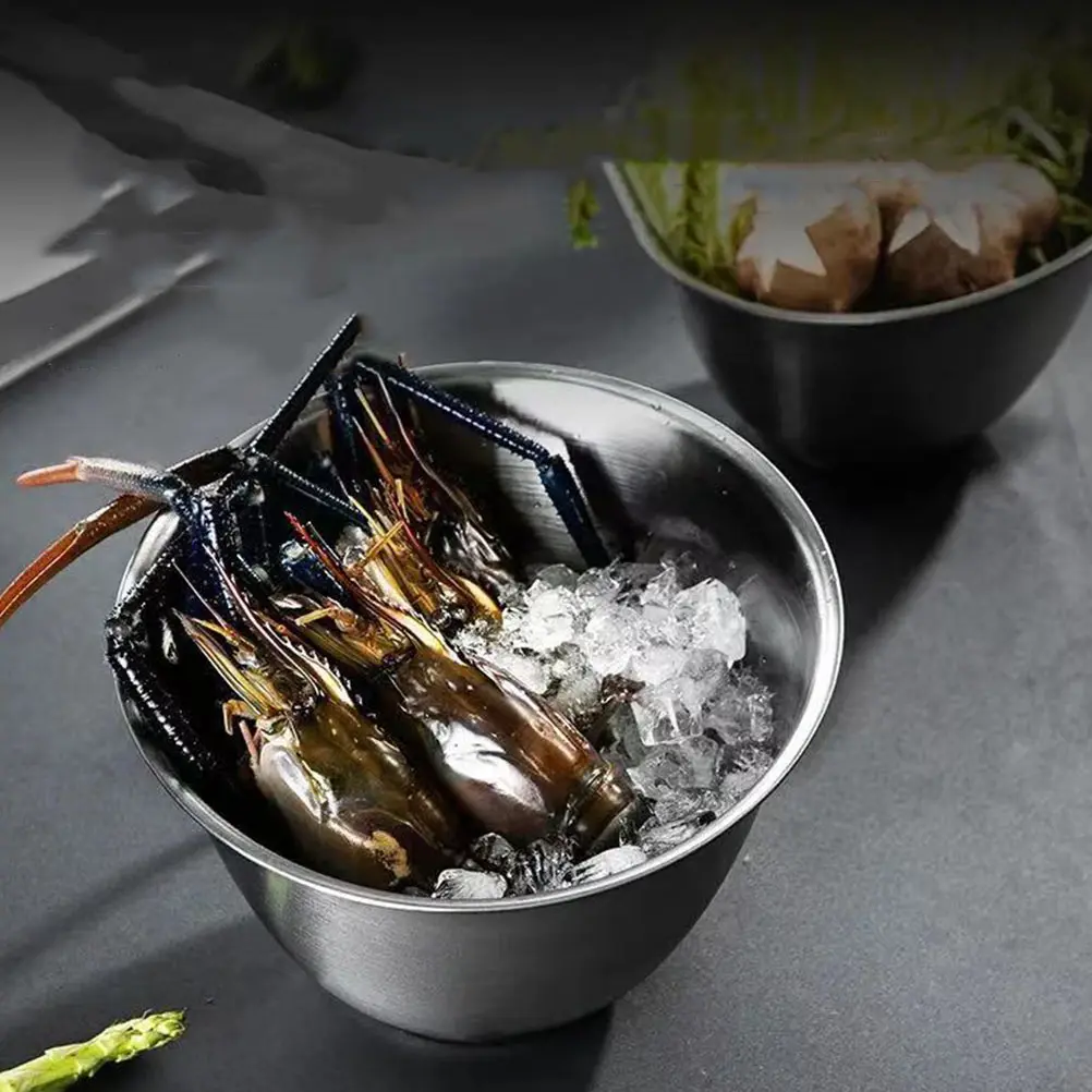 

Stainless Steel Vegetable Bowl Salad Storage Container Oblique Mouth Multi function Seasoning Easy Clean Kitchen