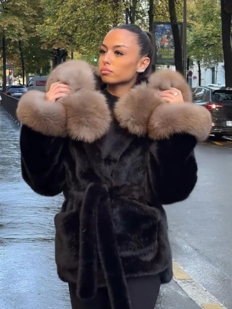 Abrigo elegante de lana a rayas para mujer, moda de manga larga con cuello levantado, prendas de vestir femeninas de un solo pecho, chaqueta de Otoño Invierno 2025 para mujer