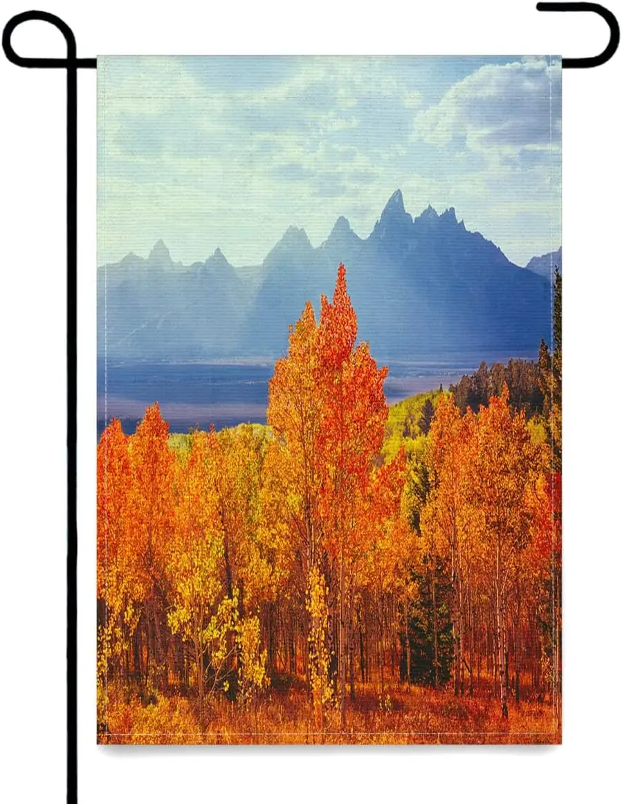 Autumn Garden Flag Welcome Garden Flag Autumn Aspen Trees In Grand Teton Natioal Park WY Vertical Double Sided Farmhouse Burlap