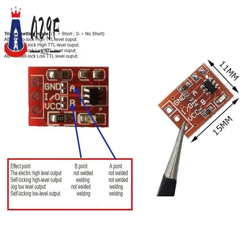 A29F-100 個 TTP223 タッチキースイッチモジュールタッチボタンセルフロック/非ロック容量性スイッチシングルチャンネル
