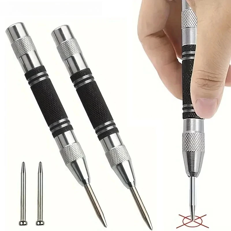 Auto Center Puncher Hole Marker Wood Metal Steel Spring Load Kerner Drill Locator Heavy Duty Punch Carpentry Automatic Hand Tool