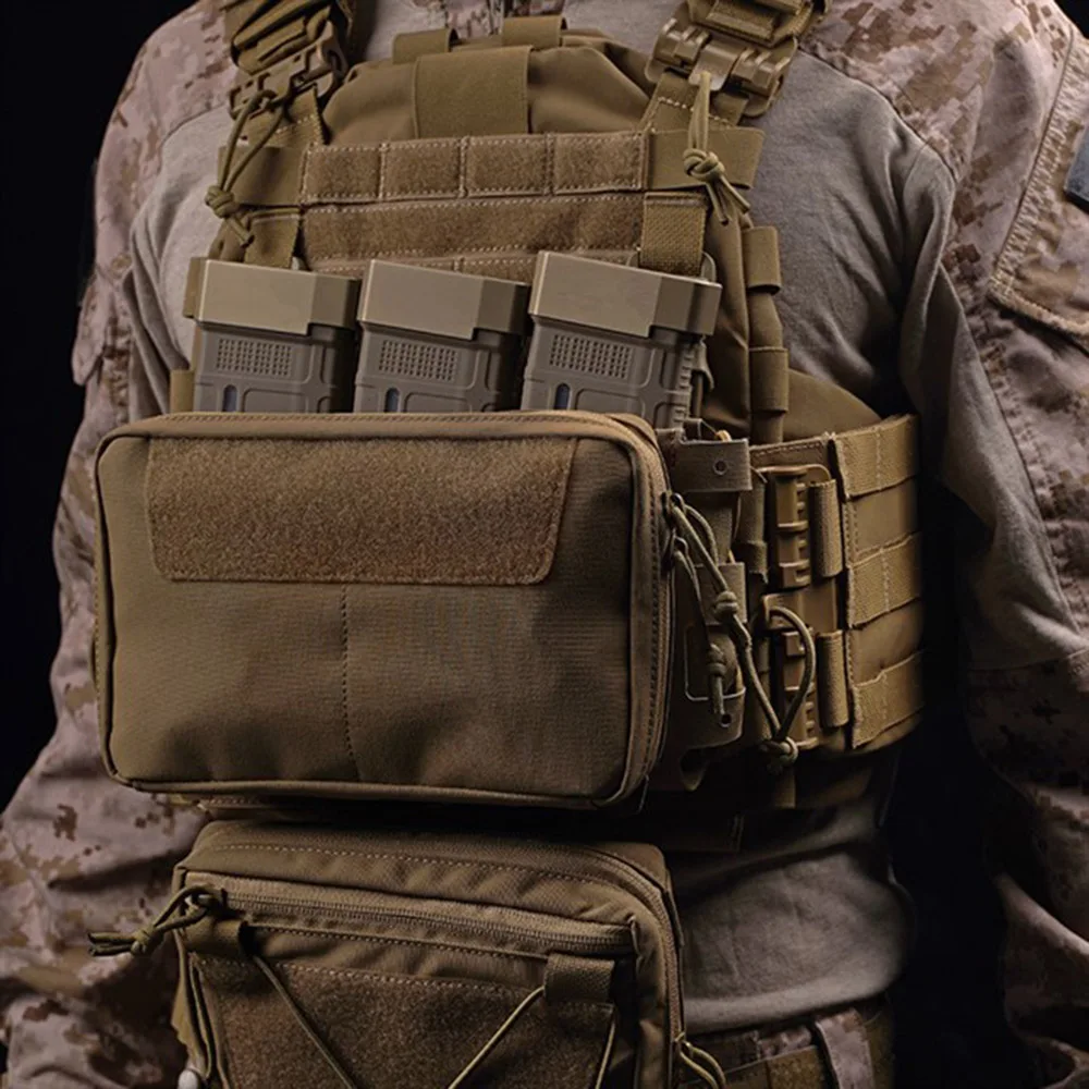 Tactical MOLLE Utility Pouch ARC Plate Carrier Hunting Vest Horizontal GP Pouch Airsoft Shooting Front Panel Admin Accessories