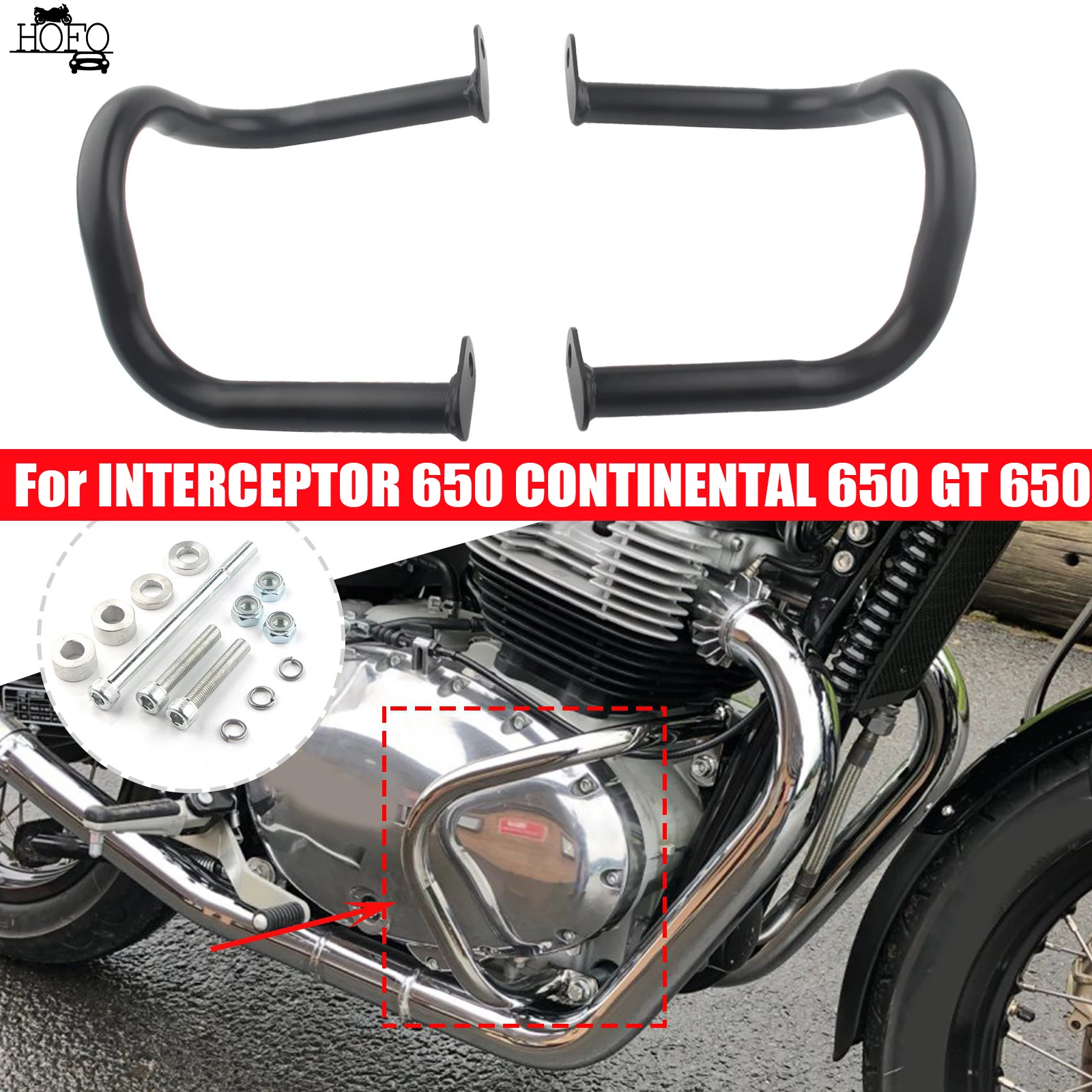 Front Lower Crash Bar Engine Guard Protection Bumper For INTERCEPTOR 650 2018-2023 CONTINENTAL 650 GT 650 2019-2023