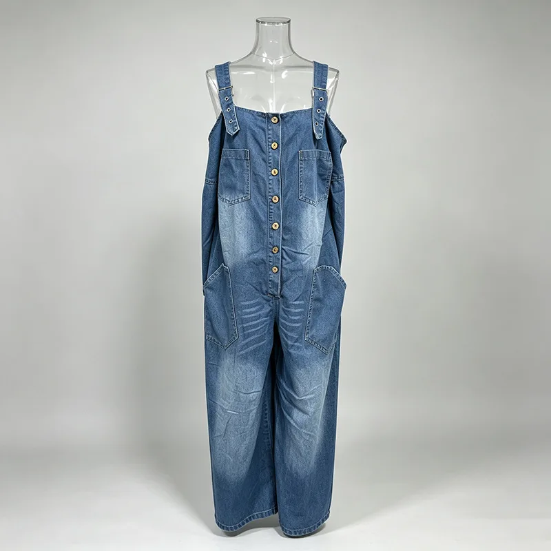 ZAMOR HIGH QUALITY Women's Vintage Casual Overalls 2026 Summer New Sleeveless Loose High-End Big Pocket Denim Jumpsuit Romper