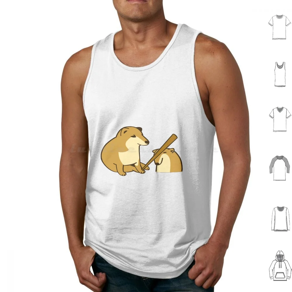 

Bonk! Go To Horny Jail Tank Tops Vest Sleeveless Go To Horny Jail Bonk Cheems Doge Shiba Inu Meme Bat