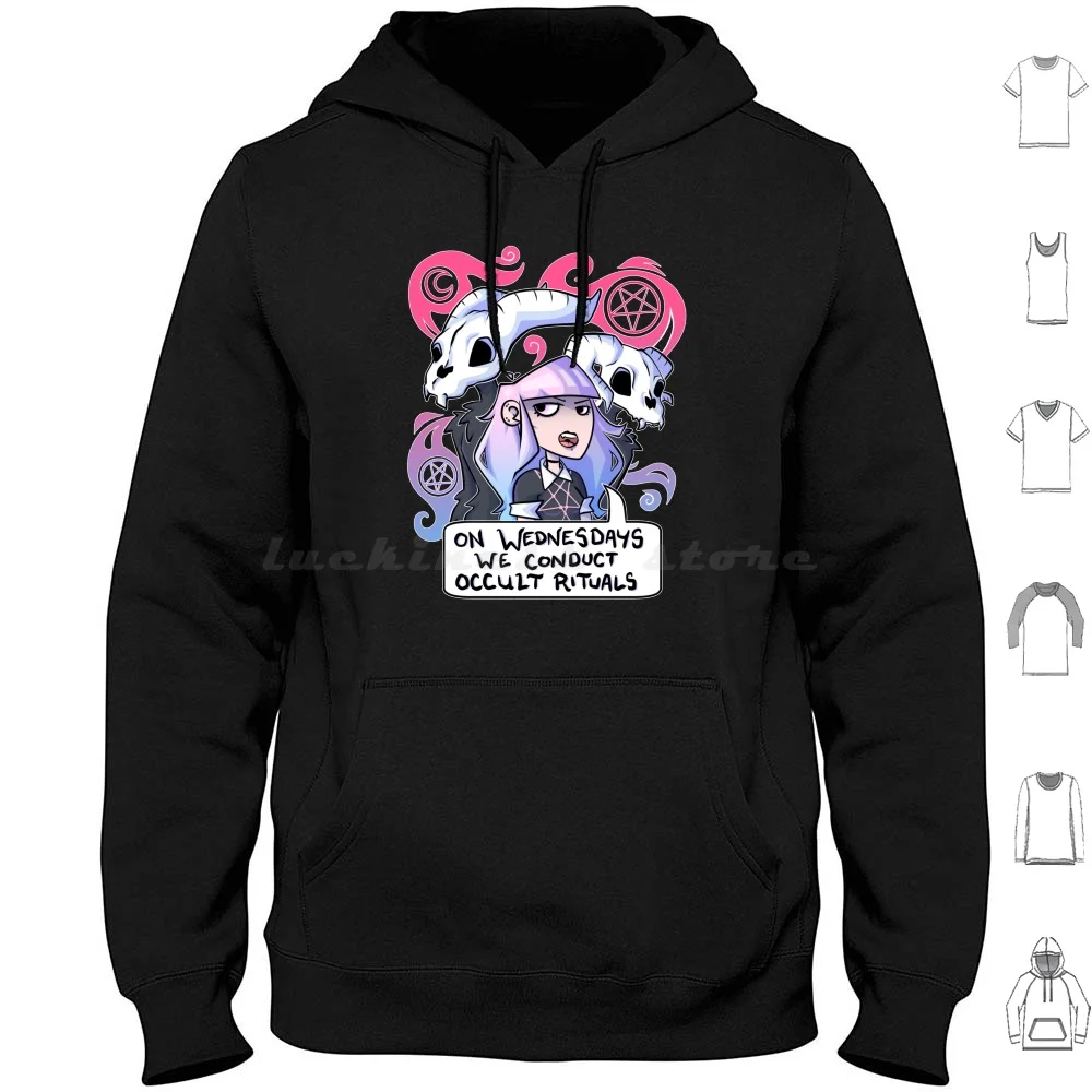 On Wednesdays Hoodies Long Sleeve Mean Girls Occult Pastel Goth Goth Spooky Creepy Cute Kawaii Demon Demons Funny On