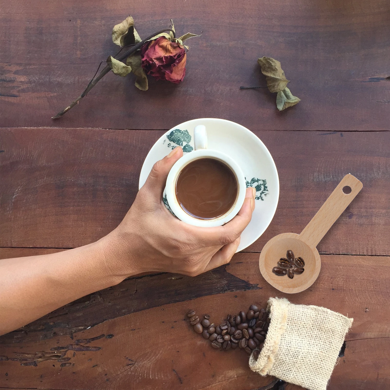 

2Pcs Simple Wooden Coffee Bean Spoon Practical Safe Grain Extracting Tool Long Lasting No Burrs Stylish Design