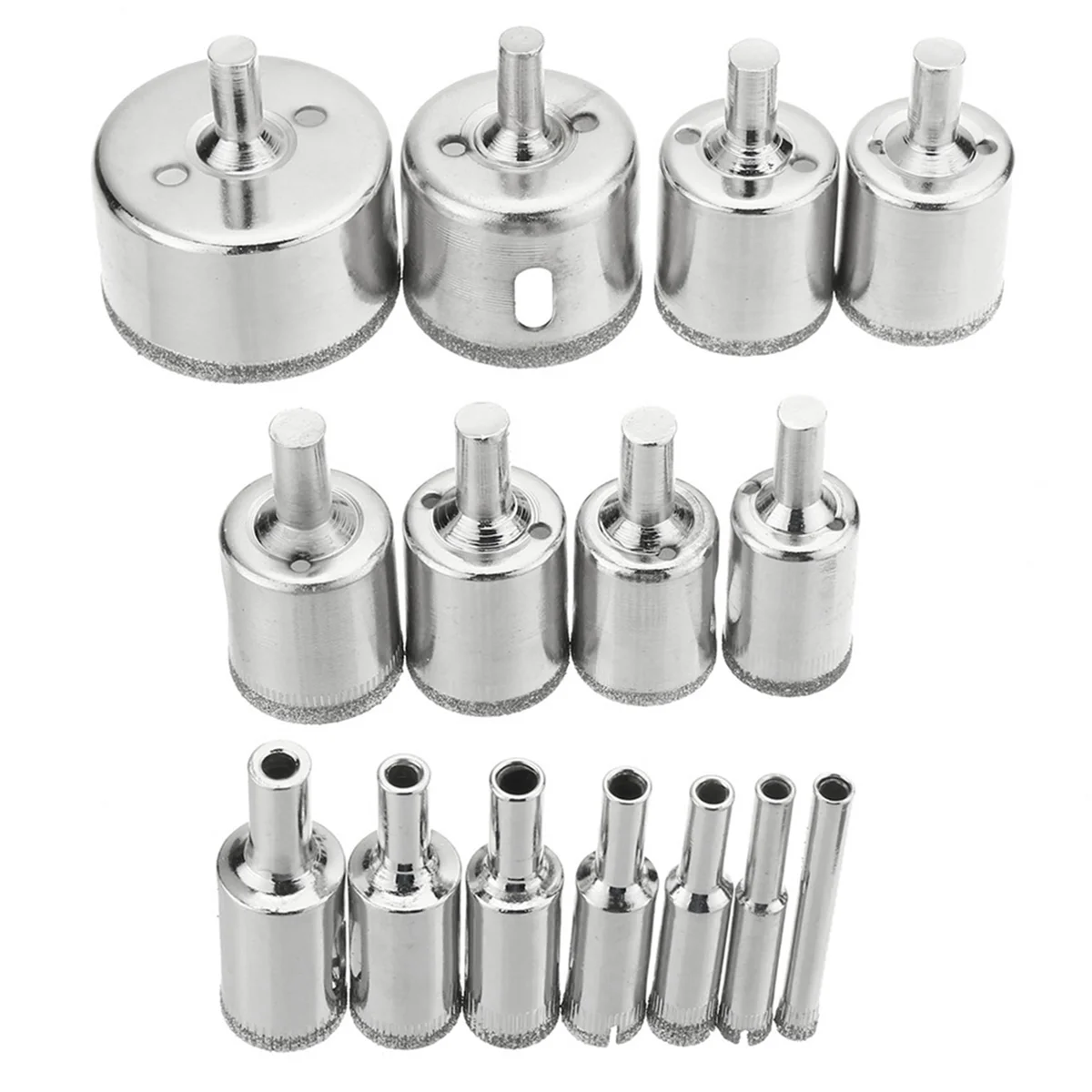 AB15-15Pcs Diamond Coated Hole Saw Drill Bits Tile, Marble, Glass,  Drill Bit Set 6-50Mm