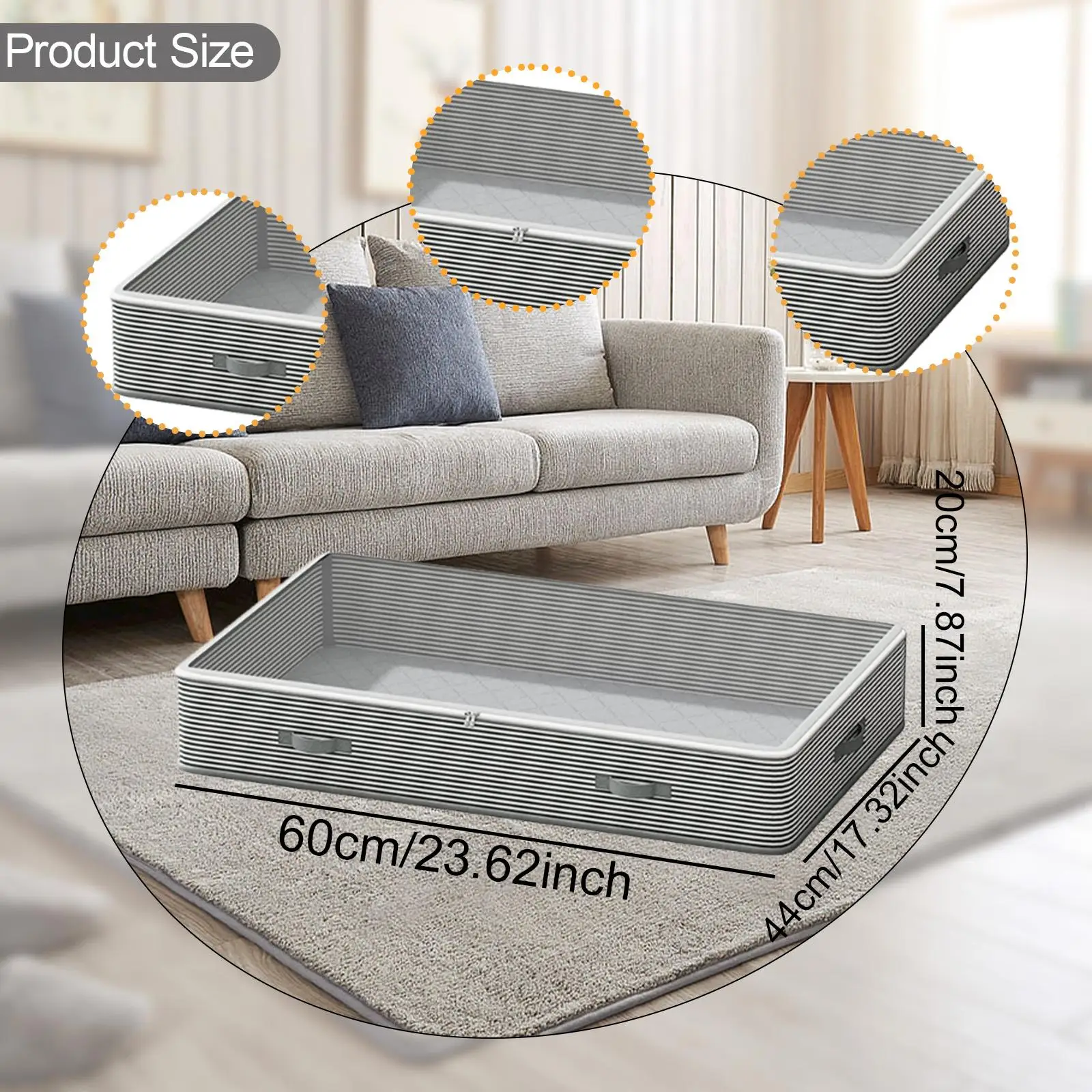 under Bed Storage Container Closet Organizer 55L Easily Access Underbed Storage