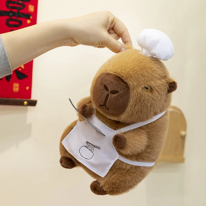 30/40cm nueva serie Chef muñeco de peluche capibara lindo capibara peluche Kawaii Animal juguete regalo de cumpleaños para niños muñeca niños juguete