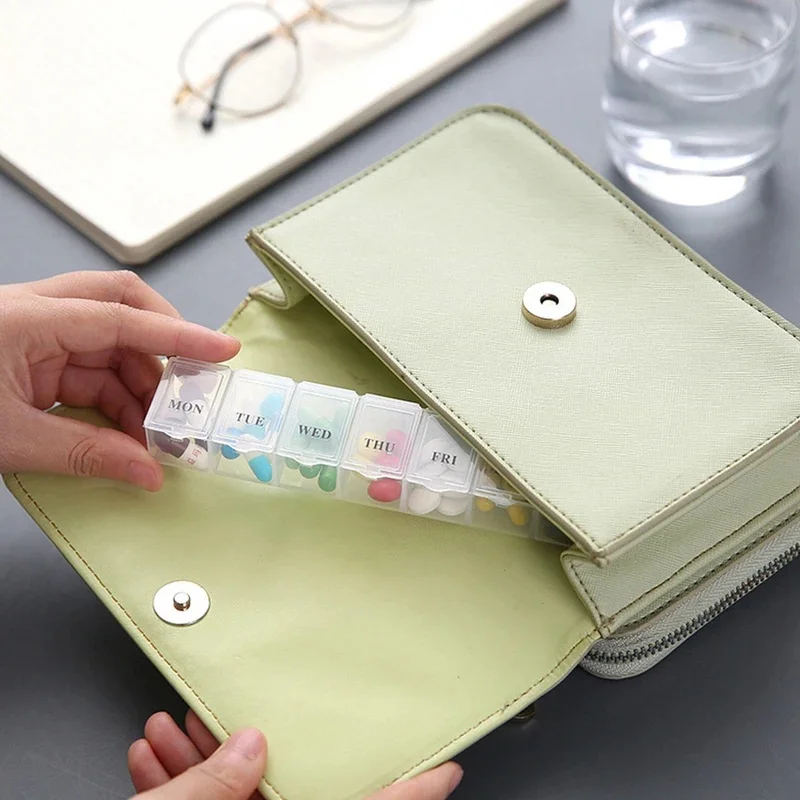 Portable Day Box Organizer Travel Storage Compartment Medicine Tablet Holder Pillsplitter Plastic Exquisite Weekly Container