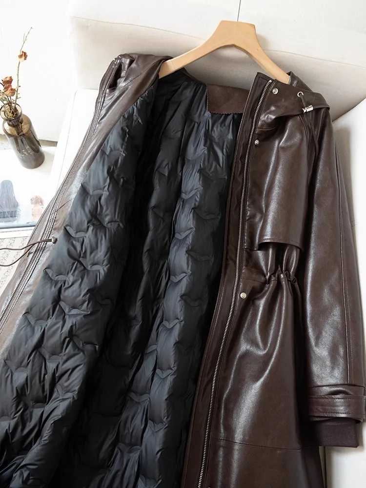 Outono inverno feminino para baixo casaco grosso quente com capuz puffer jaqueta zíperes escritório senhoras moda elegante meados de comprimento festa outerwear