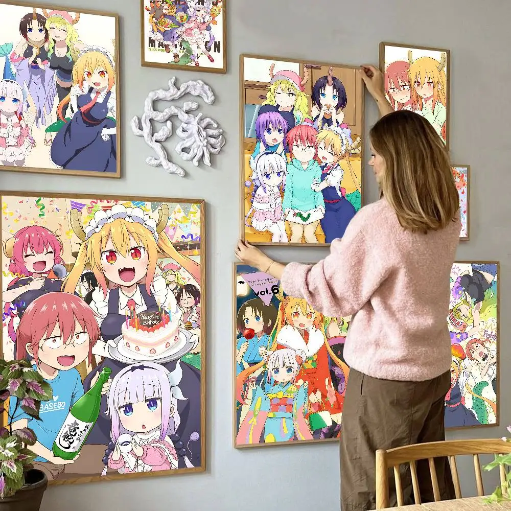 Miss Kobayashi's Dragon Maid Classic Movie Posters Vintage Room Bar Cafe Decor Nordic Home Decor