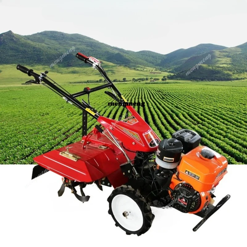 Rotary tiller small four-wheel drive new household diesel multi-functional cultivated land plowing trenching and soil cultivatio